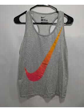 Mens Nike Slim Fit Coupe Gray Tank Top Sleeveless Workout Gym Shirt Size Large